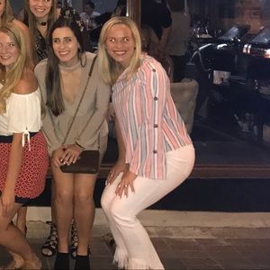 One sleeve blouse - red white and blue. size M